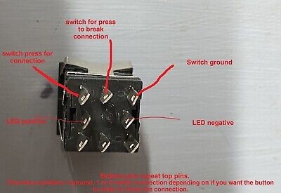 KD2-22 Momentary or locking button LED square push lots of colours Flightsim