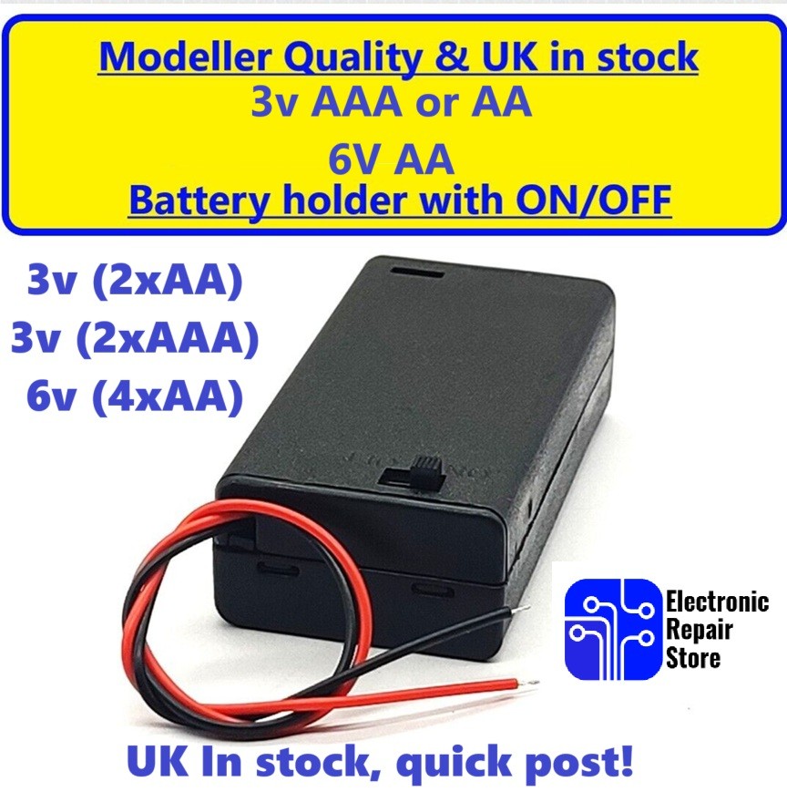 Battery case holder for AA and AAA batteries 3V for leds projects models trains