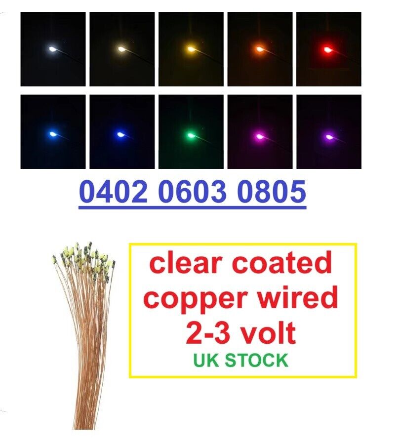 0402 0603 0805 LED copper wire SMD 2V 3V Model Trains High Quality UK In stock