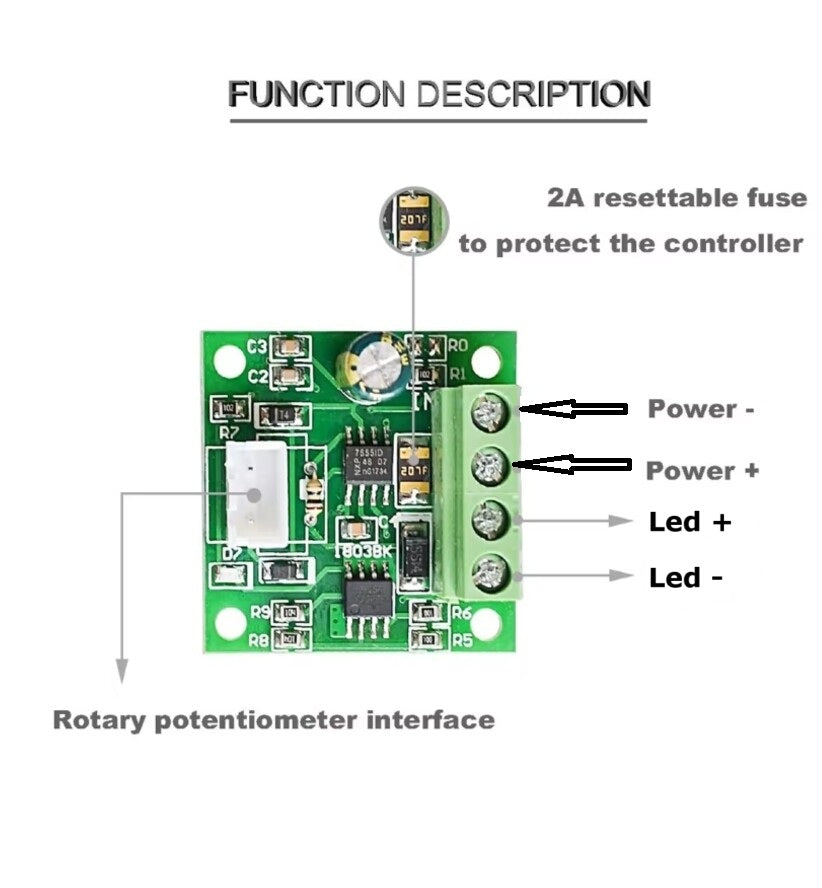 PWM LED Dimmer Module 3V-12V DC Brightness Speed Controller Model Railway LEDs