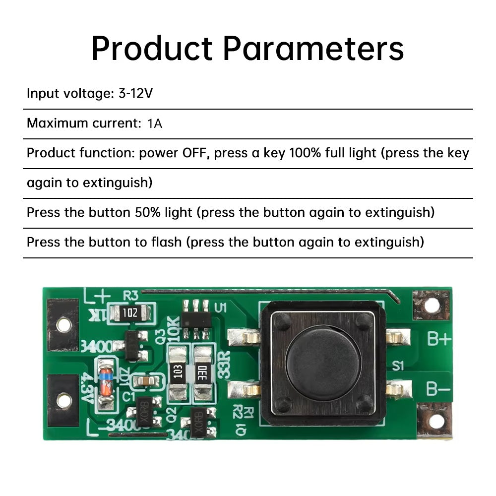 Fast Flash flashing pcb unit with two brightness modes 3v to 12v