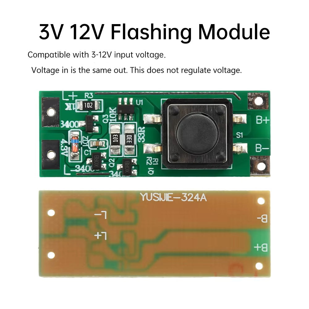 Fast Flash flashing pcb unit with two brightness modes 3v to 12v