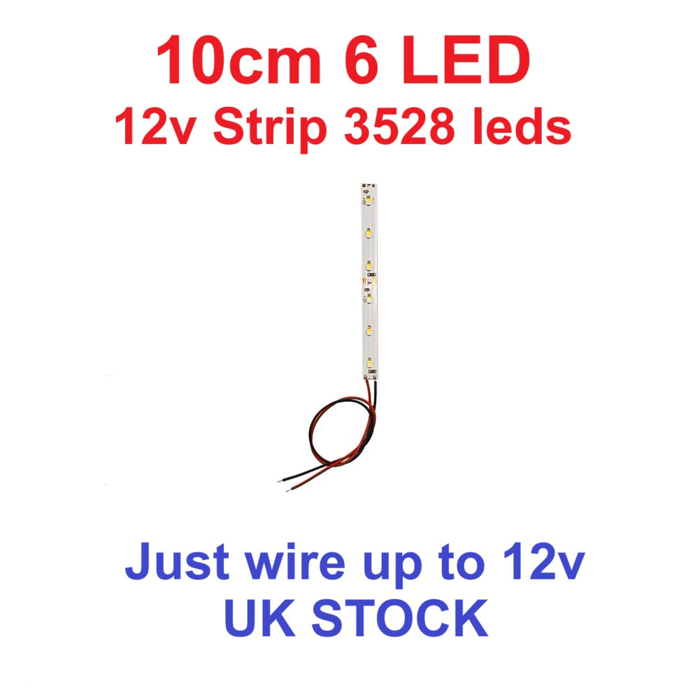 12v 10cm 6 LED Lighting Strip for Railway and Models OO HO N gauge UK stock