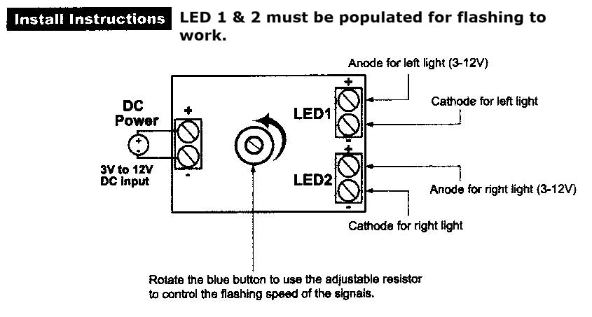 Flashing unit for leds flash rate adjustable for models trains dioramas