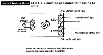 Flashing unit for leds flash rate adjustable for models trains dioramas