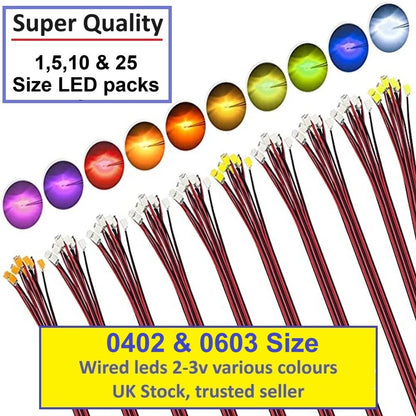 0402 0603 LED wired  2V 3V Model Trains High Quality UK In stock