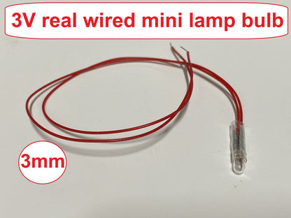 3V 3mm Incandescent Wired Rice Grain Lamp Bulb for Models DIY trains etc