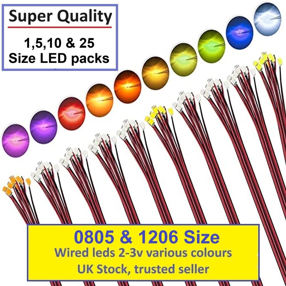 0805 1206 LED wired  2V 3V Model Trains High Quality UK In stock
