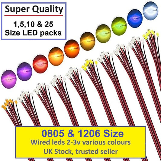0805 1206 LED wired  2V 3V Model Trains High Quality UK In stock