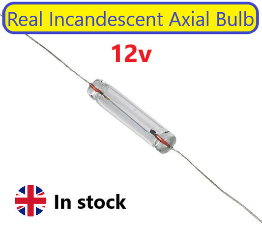Axial Style Miniature Lamp Bulb 12V 150mA With Leads Fit VU Meters Reel to Reel
