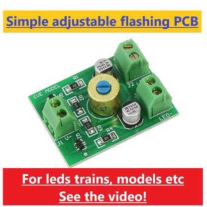 Flashing unit for leds flash rate adjustable for models trains dioramas