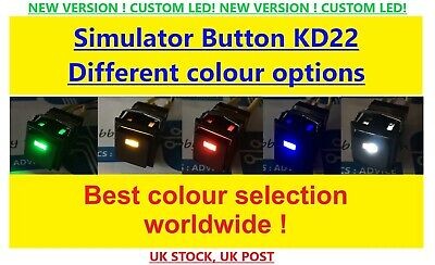 KD2-22 Momentary or locking button LED square push lots of colours Flightsim