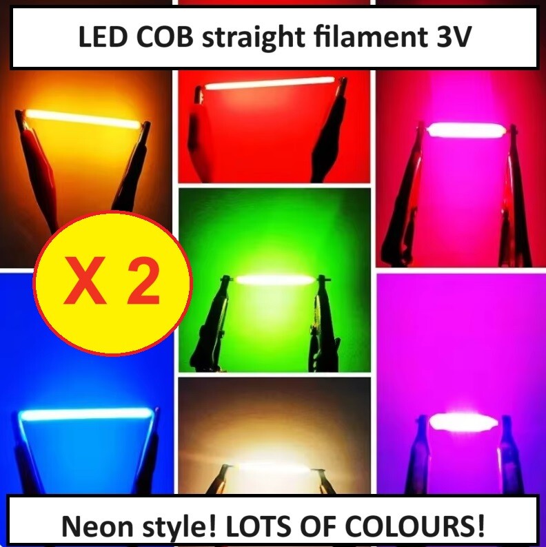 2 x 3V 12V LED Rigid Filament 68mm 54mm 38mm 29mm 19mm Edison Bulb COB Lamp