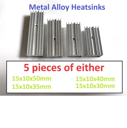 5 Metal Alloy Heatsinks various sizes available UK stock
