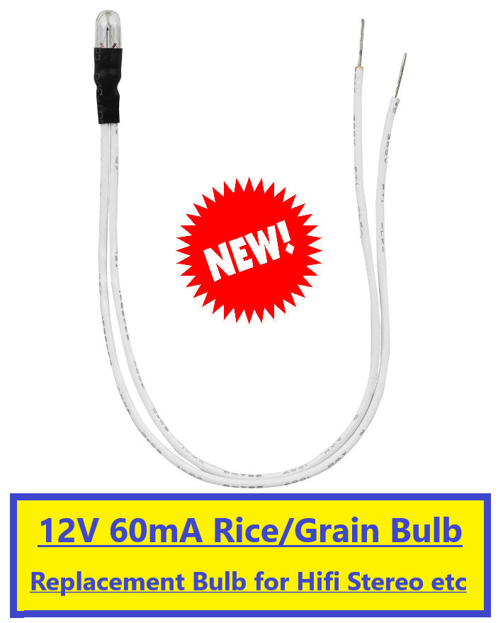 12V 4mm Incandescent Wired Rice Grain Lamp Bulb for Hifi Stereo VU meter pilot