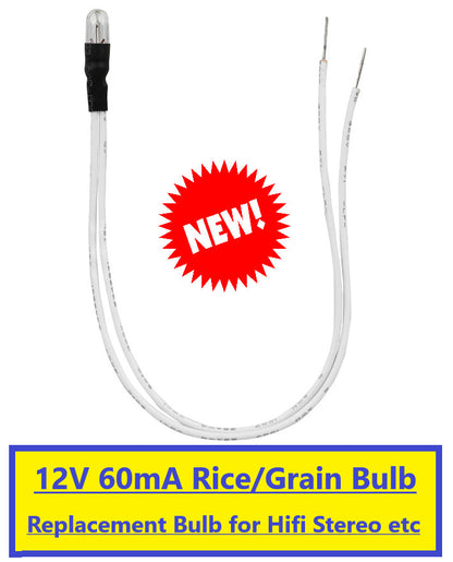 12V 4mm Incandescent Wired Rice Grain Lamp Bulb for Hifi Stereo VU meter pilot