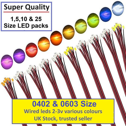 0402 0603 LED wired  2V 3V Model Trains High Quality UK In stock