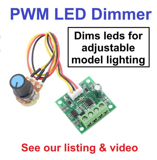PWM pulse width modulator for LED dimming for models railways hobbies 3v to 12v