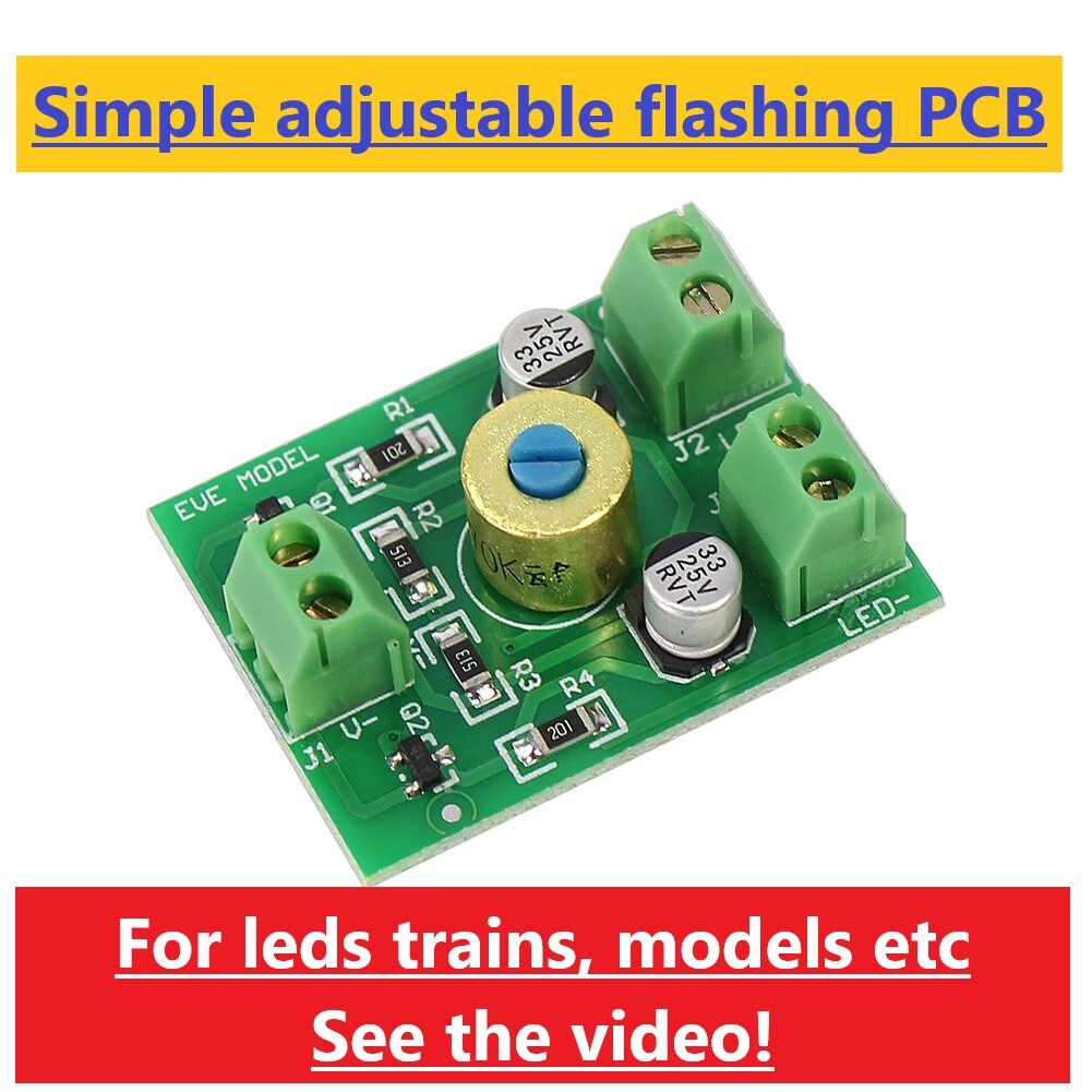 Flashing unit for leds flash rate adjustable for models trains dioramas