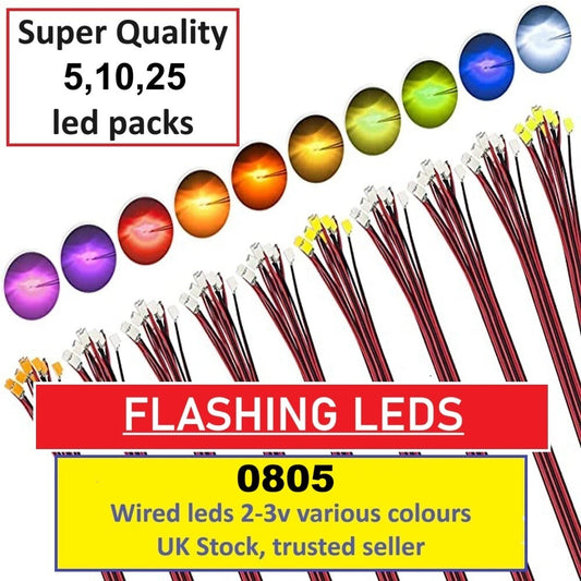 FLASHING 0805 LED pre wired SMD 3V Model Trains High Quality In stock