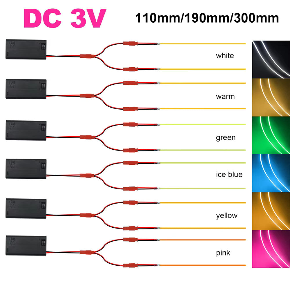 1 or 2 Flexible LED COB Filament Light AA Battery Powered Hobby Cosplay Models
