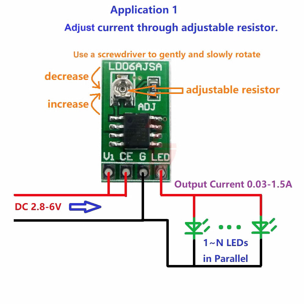 DC 3V 3.7V 5V 6V LED Driver 30-1500MA Constant Current Adjustable Module PWM