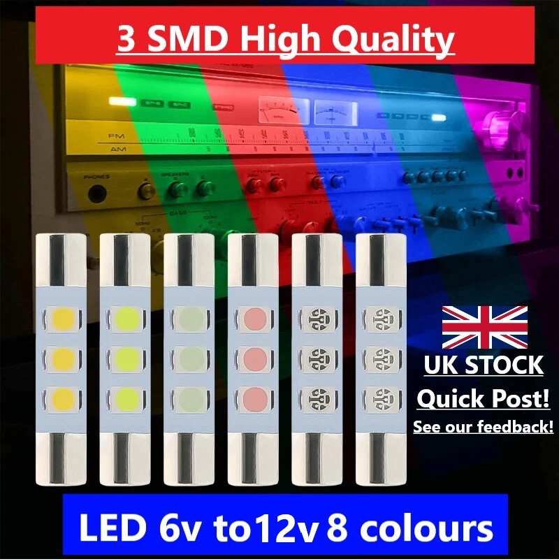 AC DC 6V 8V 12v Festoon LED Fuse Lamp Bulb Warm Cool White Blue Red Green Hifi