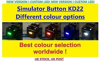 KD2-22 Momentary or locking button LED square push lots of colours Flightsim