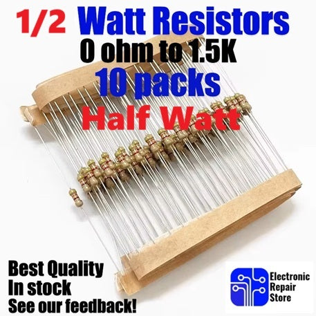 1/2W Resistors lots of values for LEDS etc 10 Pack UK Stock and Free postage