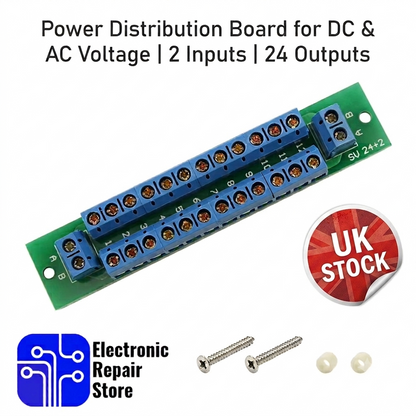 Power Distribution Board for DC and AC Voltage 2 Inputs terminals and 12 Outputs