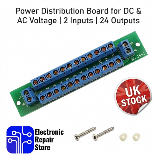 Power Distribution Board for DC and AC Voltage 2 Inputs terminals and 12 Outputs