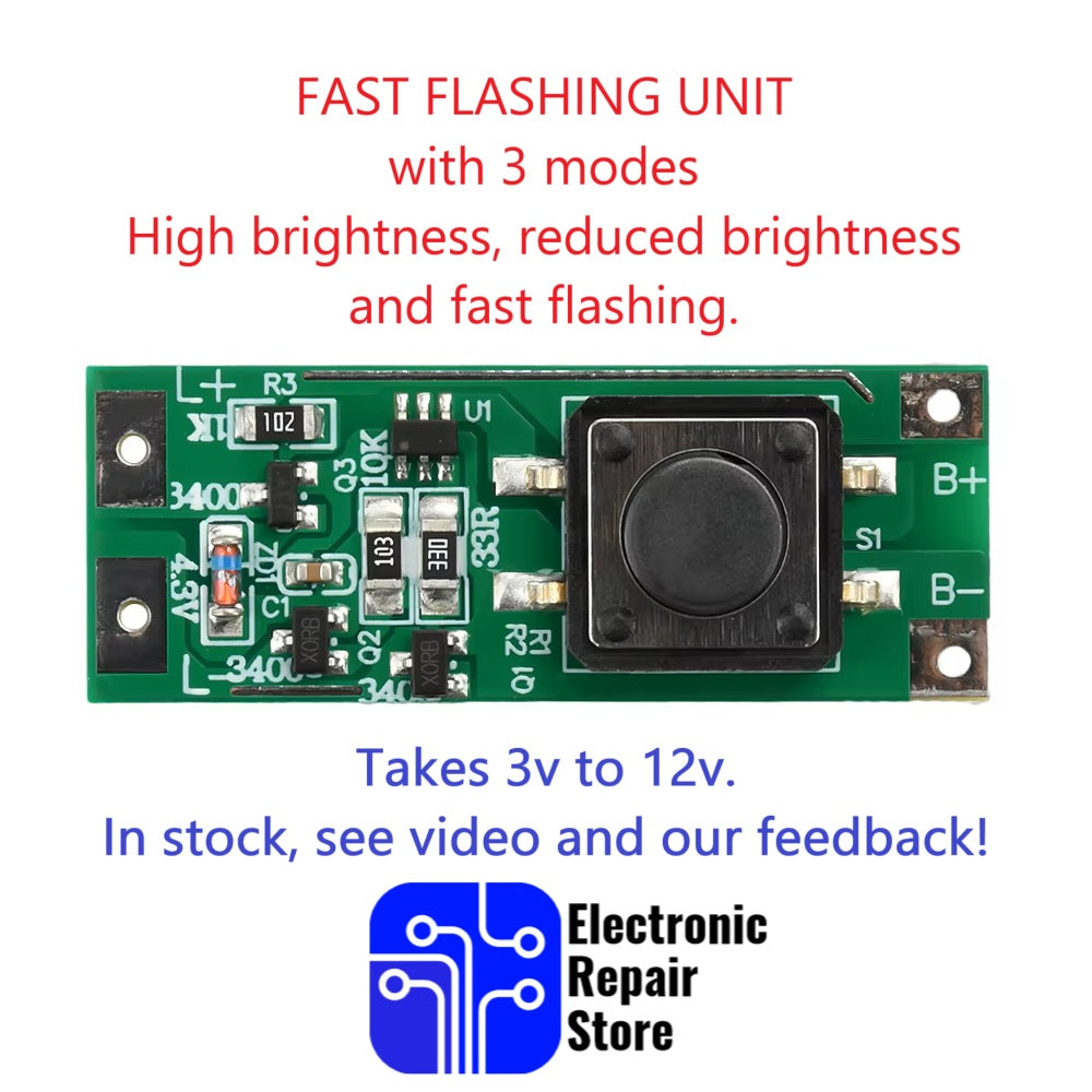 Fast Flash flashing pcb unit with two brightness modes 3v to 12v