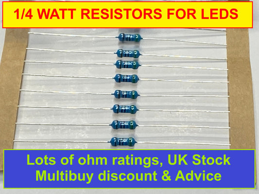 1/4W Resistors lots of values for LEDS 10 Pack UK Stock and Free postage