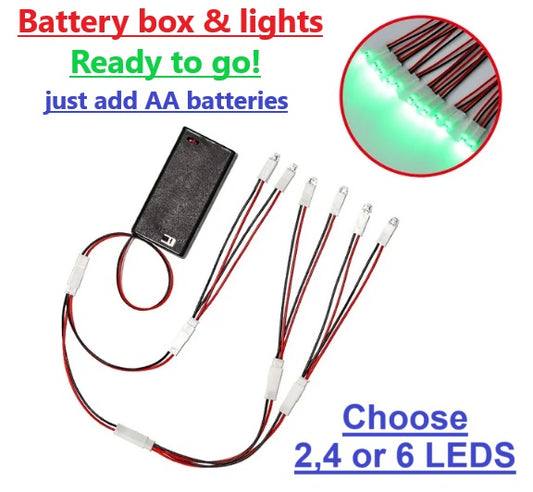 No solder easy wire battery led kit 2 to 6 leds options cosplay railways models gundam hobby