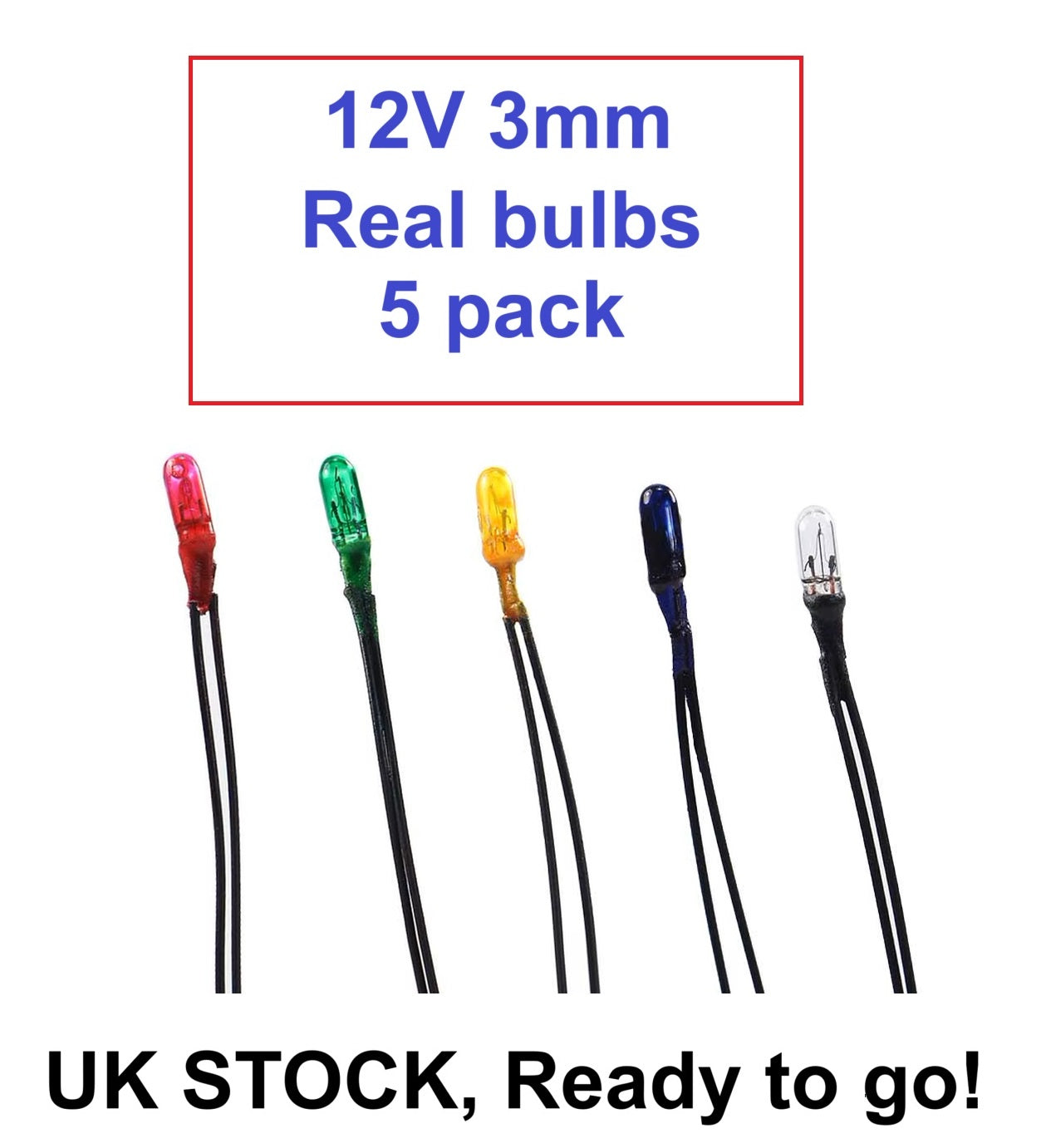 3mm 12V 70mA Rice Wheat Bulb Pre-wired Lots of Colors Red Yellow Blue Green White