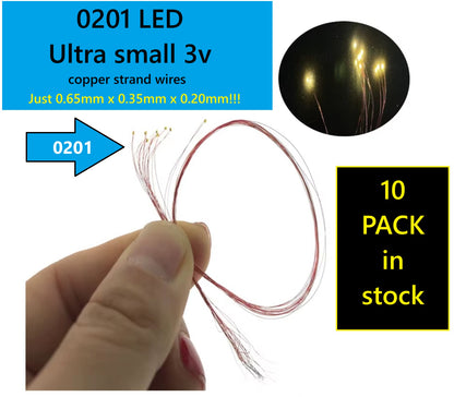 0201 Ultra small smallest hobby DIY led best quality version 10 Pack 3V