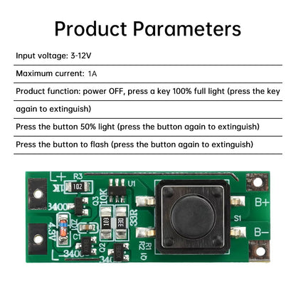 Fast Flash flashing pcb unit with two brightness modes 3v to 12v