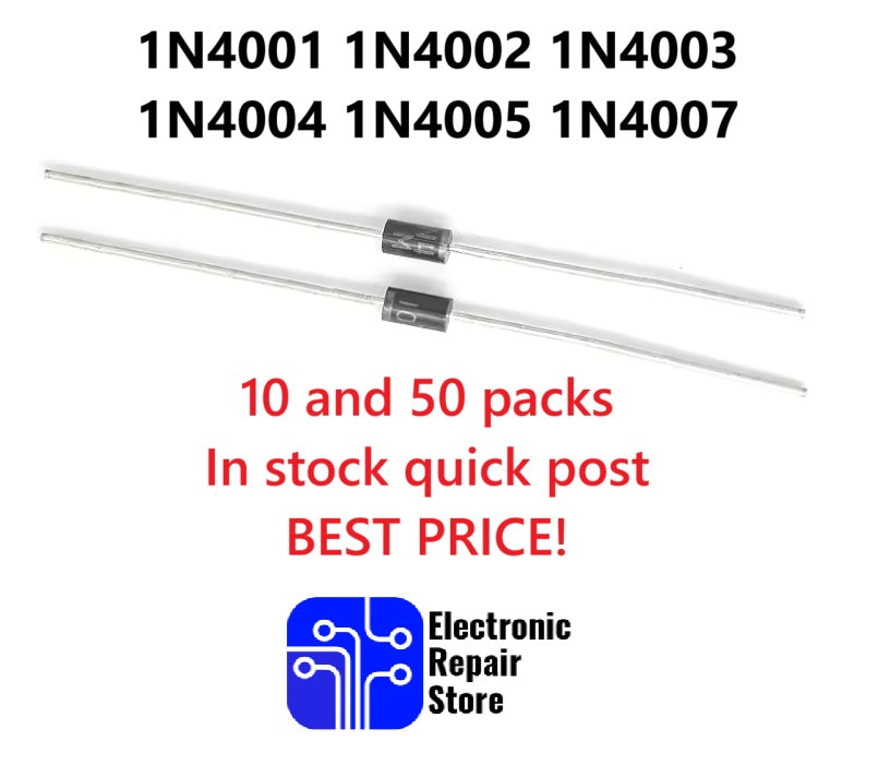 Silicon Rectifier Diode 1 Amp 1N4001 1N4003 1N4004 1N4007  10 or 50 packs