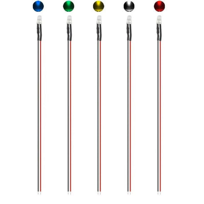 Pre-Wired 3mm 5mm LED Lights Works With DC 3V to 6V Multiple Colours