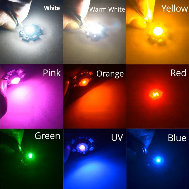 1 or 5pcs 1 WATT High Power LED with heatsink lots of colours 2v 3v